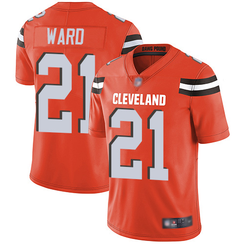 Cleveland Browns Denzel Ward Men Orange Limited Jersey 21 NFL Football Alternate Vapor Untouchable
